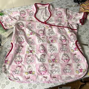 Adar Uniforms Medium Baby Print Pink Short Sleeve V Neck Scrubs Uniform Top